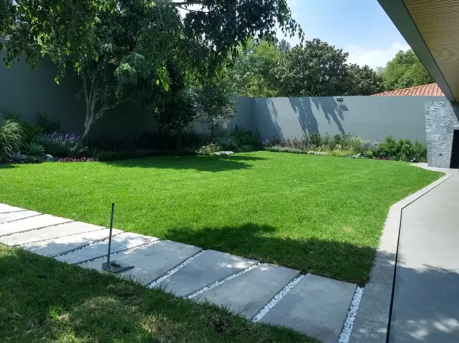 Diseño de jardín con pasto